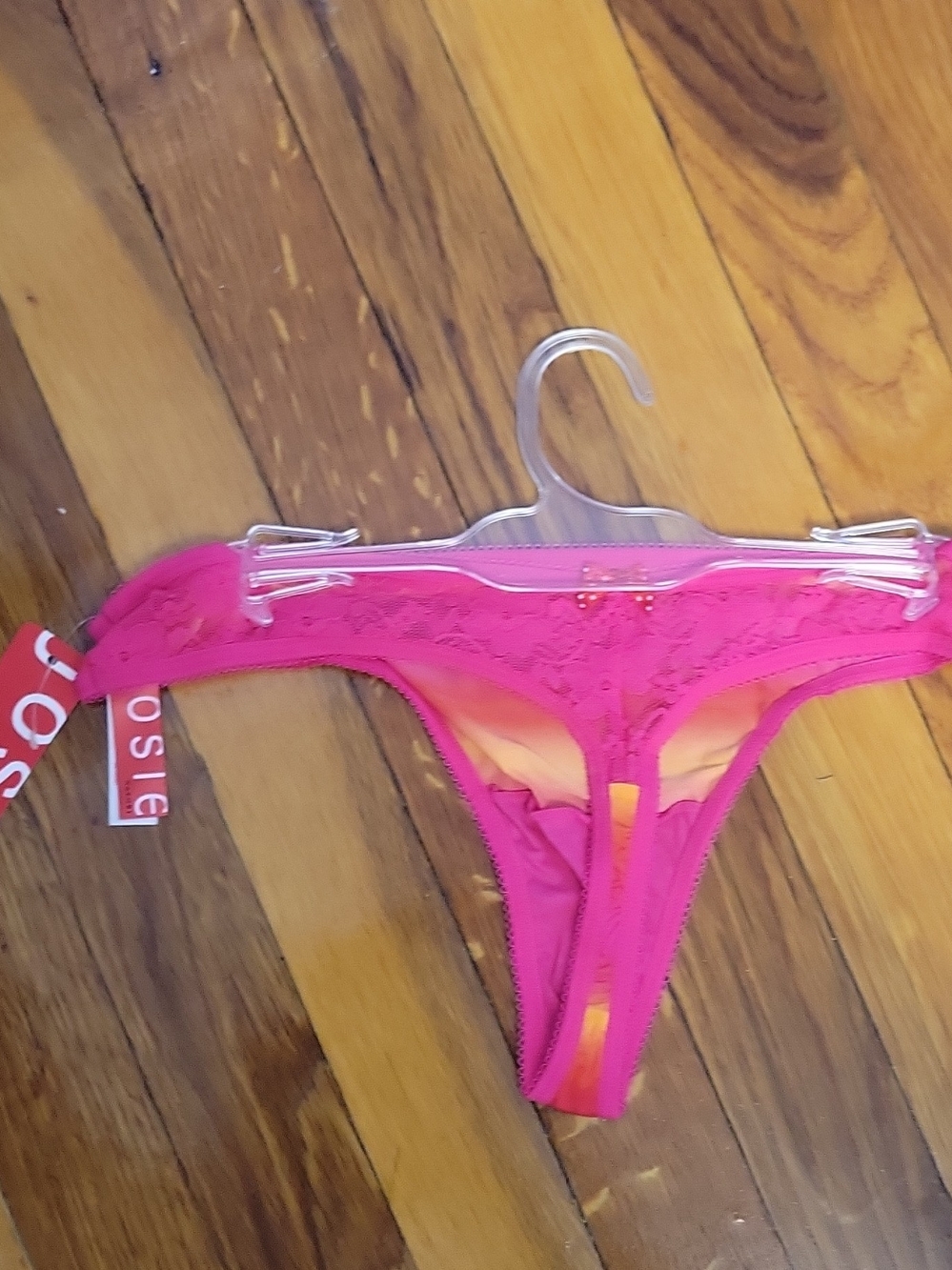 Hot Pink Lace Thong Bikini Bottom